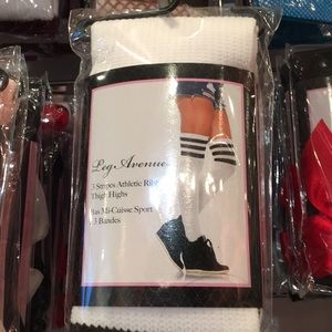 thigh high white & burgundy socks !